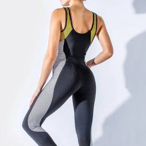 Jumpsuit 0653 White-Yellow One size Colombian Body Fit Active Wear Gym